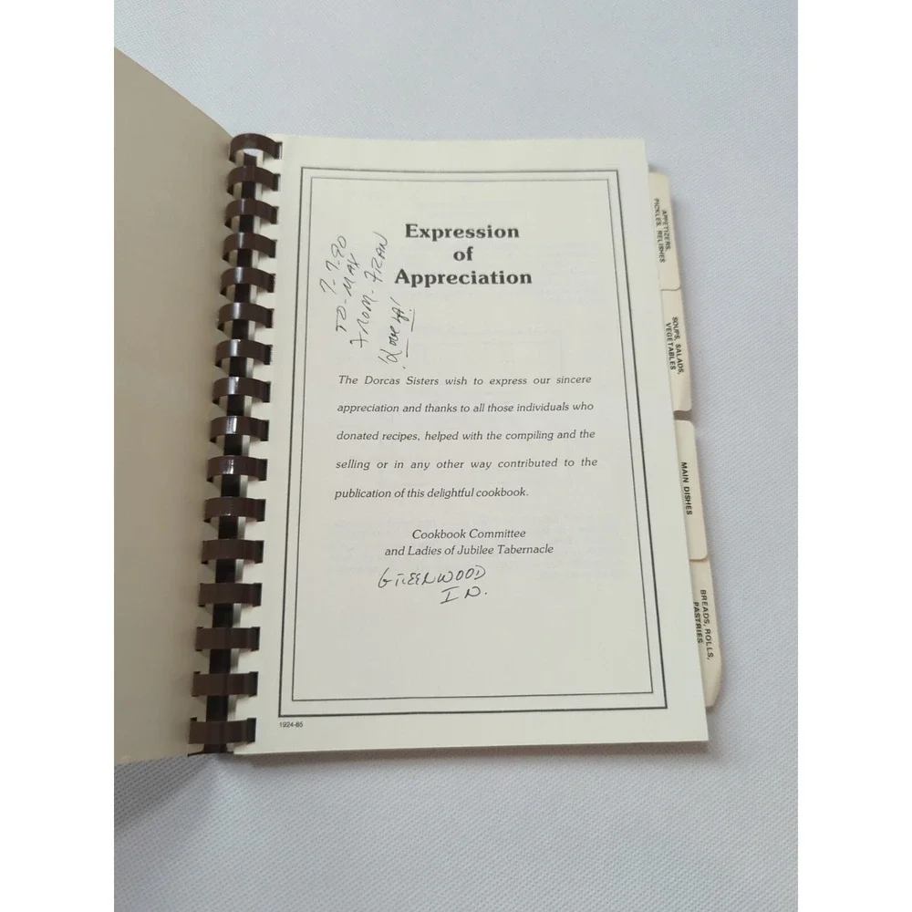 Jubilee Tabernacle First‎ United Pentacostal Church Cookbook 1986 Dorcas Sisters